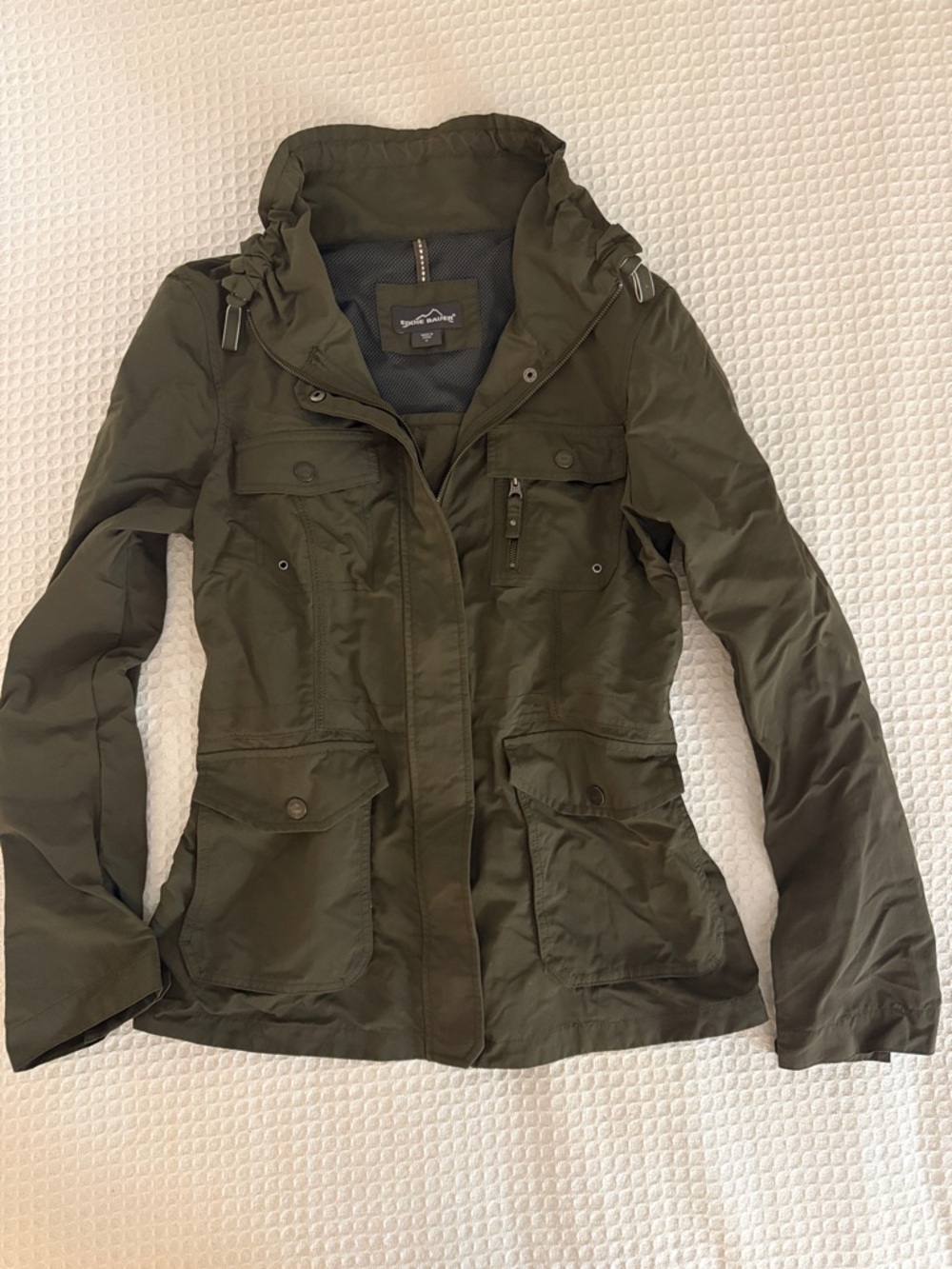 Eddie Bauer Olive Green Lightweight Vented Cinched Waist Utility Jacket Medium